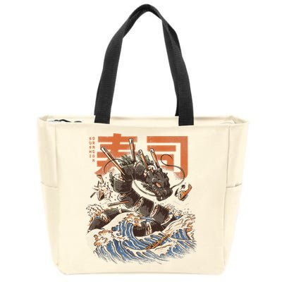 Great Sushi Dragon Japanese Food Kawaii Dragon Anime Sushi Zip Tote Bag