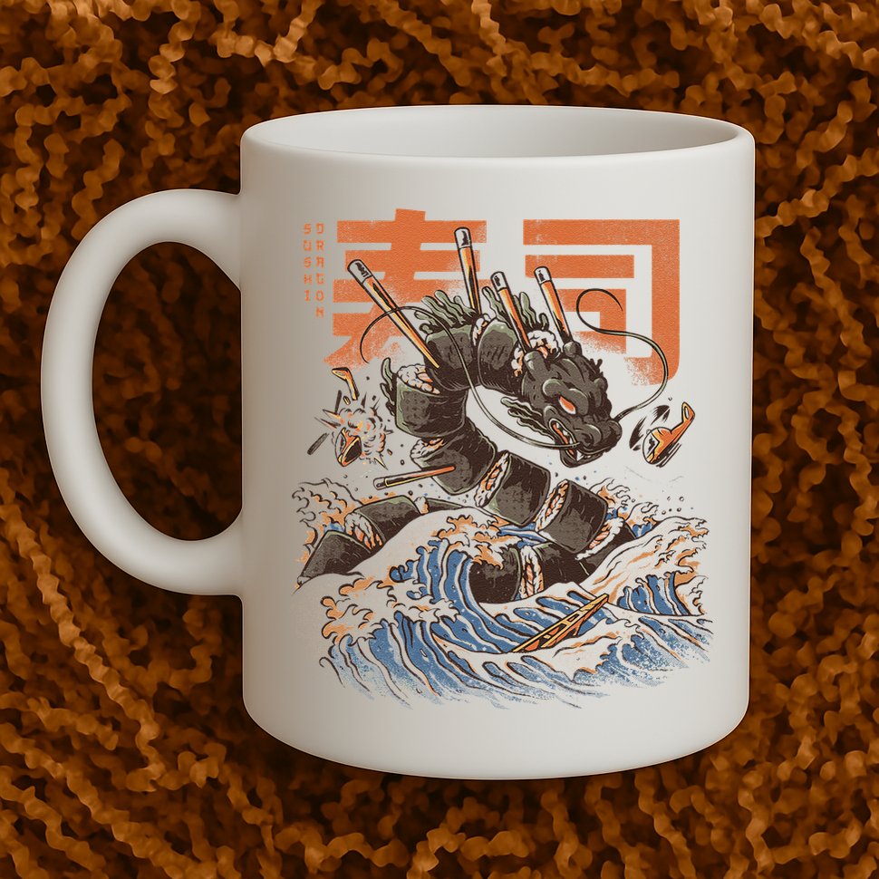 Great Sushi Dragon Japanese Food Kawaii Dragon Anime Sushi Mug