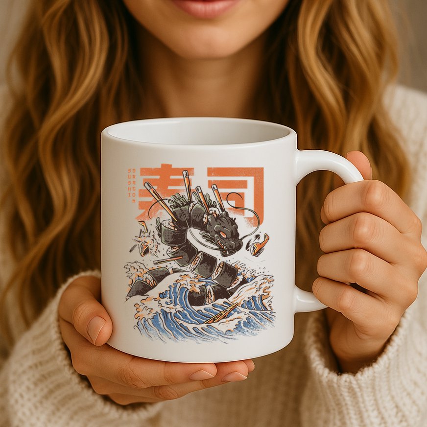 Great Sushi Dragon Japanese Food Kawaii Dragon Anime Sushi Mug
