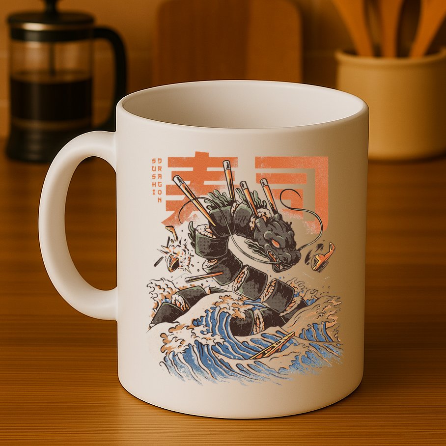 Great Sushi Dragon Japanese Food Kawaii Dragon Anime Sushi Mug