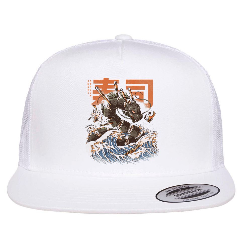 Great Sushi Dragon Japanese Food Kawaii Dragon Anime Sushi Flat Bill Trucker Hat