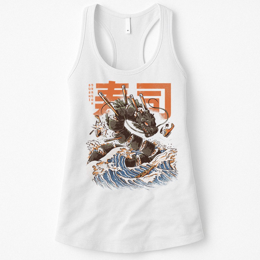 Great Sushi Dragon Japanese Food Kawaii Dragon Anime Sushi Womens Tank Top