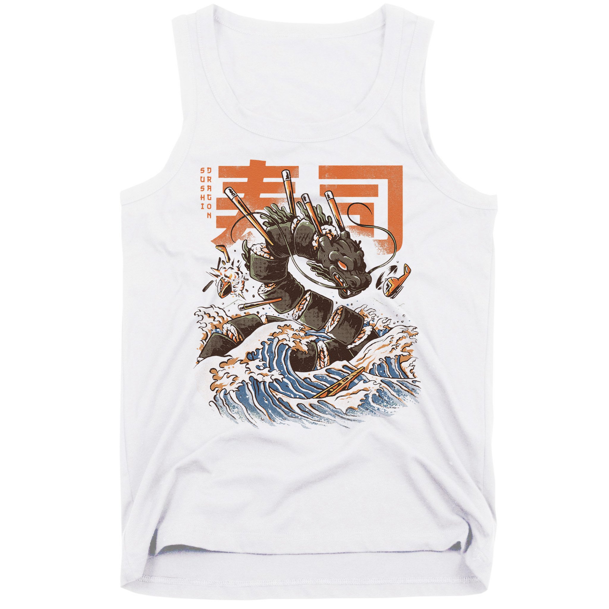 Great Sushi Dragon Japanese Food Kawaii Dragon Anime Sushi Tank Top