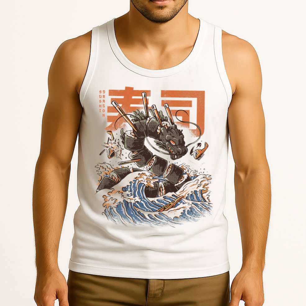 Great Sushi Dragon Japanese Food Kawaii Dragon Anime Sushi Tank Top