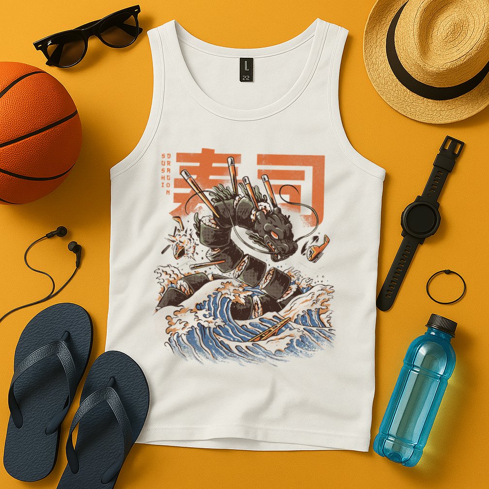 Great Sushi Dragon Japanese Food Kawaii Dragon Anime Sushi Tank Top