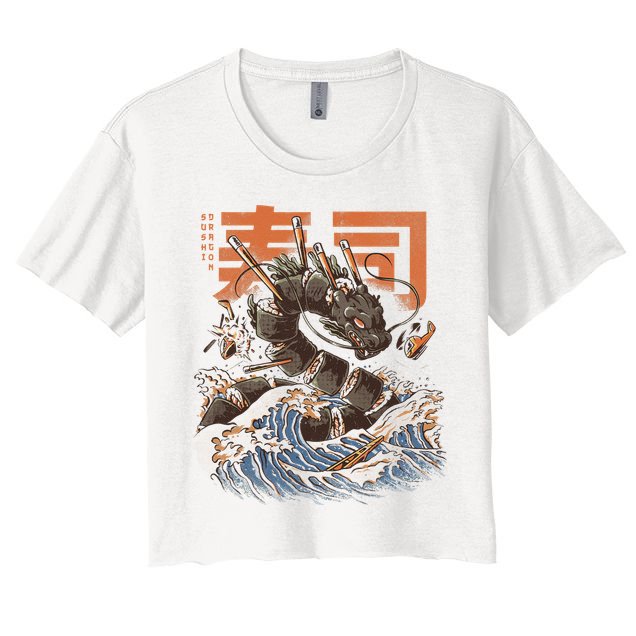 Great Sushi Dragon Japanese Food Kawaii Dragon Anime Sushi Women's Crop Top Tee