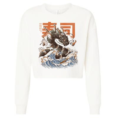 Great Sushi Dragon Japanese Food Kawaii Dragon Anime Sushi Cropped Pullover Crew