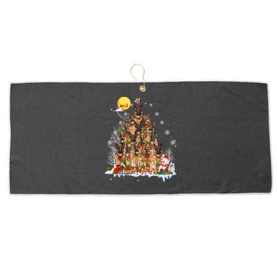 Ger Shepherd Dog Lover Matching Santa Christmas Tree Gift Large Microfiber Waffle Golf Towel