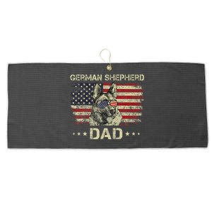 German Shepherd Dad Dog Lovers American Flag 4th Of July Large Microfiber Waffle Golf Towel