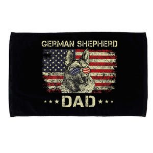 German Shepherd Dad Dog Lovers American Flag 4th Of July Microfiber Hand Towel