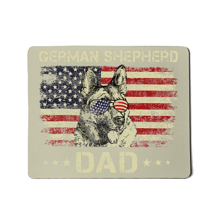 German Shepherd Dad Dog Lovers American Flag 4th Of July Mousepad