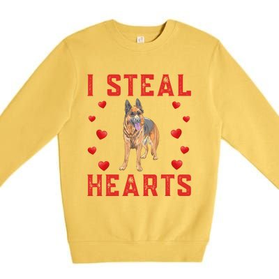 Ger Shepherd Dog Themed I Steal Hearts Cute Valentine Day Gift Premium Crewneck Sweatshirt