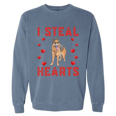 Ger Shepherd Dog Themed I Steal Hearts Cute Valentine Day Gift Garment-Dyed Sweatshirt