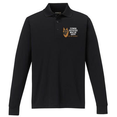 Ger Shepherd Dogs Make Me Happy Ger Shepherd Lover Great Gift Performance Long Sleeve Polo