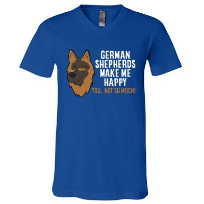 Ger Shepherd Dogs Make Me Happy Ger Shepherd Lover Great Gift V-Neck T-Shirt