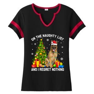 Ger Shepherd Dog Xmas Naughty List And I Regret Nothing Gift Ladies Halftime Notch Neck Tee