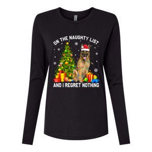 Ger Shepherd Dog Xmas Naughty List And I Regret Nothing Gift Womens Cotton Relaxed Long Sleeve T-Shirt