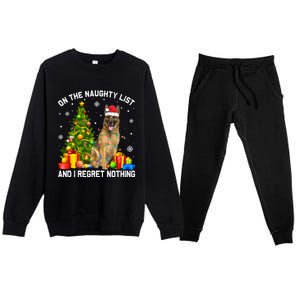 Ger Shepherd Dog Xmas Naughty List And I Regret Nothing Gift Premium Crewneck Sweatsuit Set