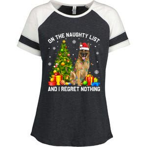 Ger Shepherd Dog Xmas Naughty List And I Regret Nothing Gift Enza Ladies Jersey Colorblock Tee