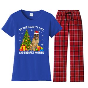 Ger Shepherd Dog Xmas Naughty List And I Regret Nothing Gift Women's Flannel Pajama Set