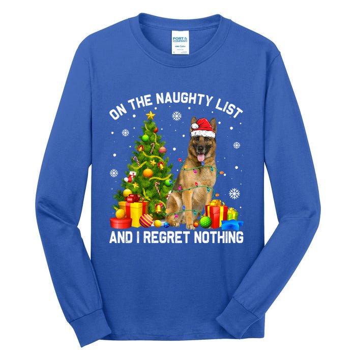 Ger Shepherd Dog Xmas Naughty List And I Regret Nothing Gift Tall Long Sleeve T-Shirt