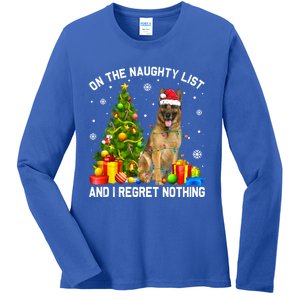 Ger Shepherd Dog Xmas Naughty List And I Regret Nothing Gift Ladies Long Sleeve Shirt