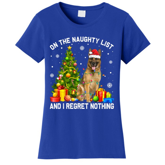 Ger Shepherd Dog Xmas Naughty List And I Regret Nothing Gift Women's T-Shirt