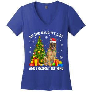 Ger Shepherd Dog Xmas Naughty List And I Regret Nothing Gift Women's V-Neck T-Shirt