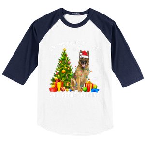 Ger Shepherd Dog Xmas Naughty List And I Regret Nothing Gift Baseball Sleeve Shirt