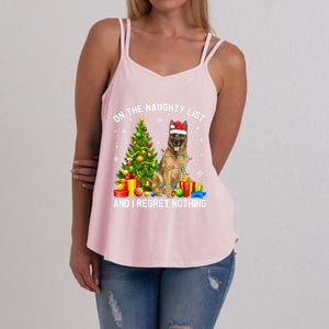 Ger Shepherd Dog Xmas Naughty List And I Regret Nothing Gift Women's Strappy Tank