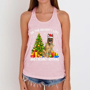 Ger Shepherd Dog Xmas Naughty List And I Regret Nothing Gift Women's Knotted Racerback Tank