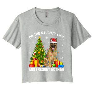 Ger Shepherd Dog Xmas Naughty List And I Regret Nothing Gift Women's Crop Top Tee