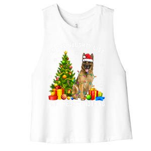 Ger Shepherd Dog Xmas Naughty List And I Regret Nothing Gift Women's Racerback Cropped Tank