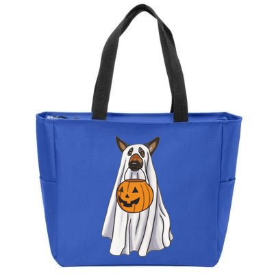 Ger Shepherd Dog Ghost Funny Halloween Pumpkin Dog Lover Gift Zip Tote Bag