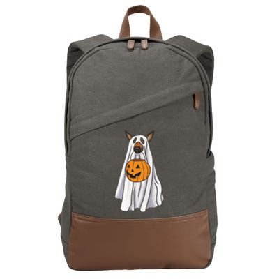 Ger Shepherd Dog Ghost Funny Halloween Pumpkin Dog Lover Gift Cotton Canvas Backpack