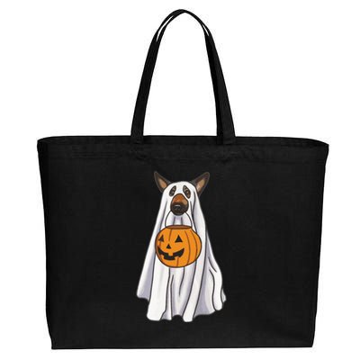 Ger Shepherd Dog Ghost Funny Halloween Pumpkin Dog Lover Gift Cotton Canvas Jumbo Tote