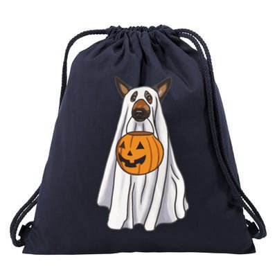 Ger Shepherd Dog Ghost Funny Halloween Pumpkin Dog Lover Gift Drawstring Bag