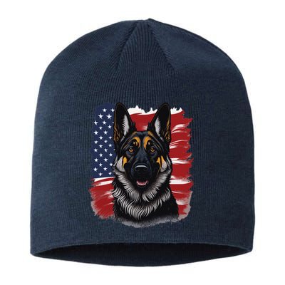 German Shepherd Dog USA Flag Sustainable Beanie