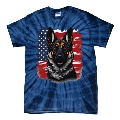 German Shepherd Dog USA Flag Tie-Dye T-Shirt