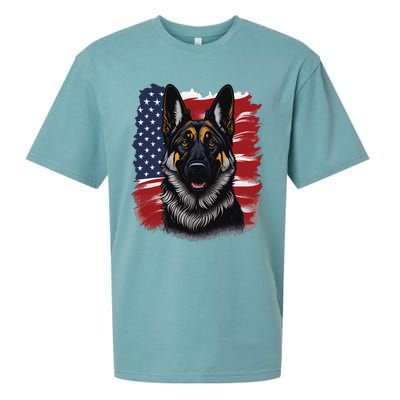 German Shepherd Dog USA Flag Sueded Cloud Jersey T-Shirt