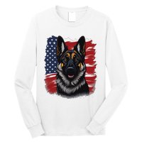 German Shepherd Dog USA Flag Long Sleeve Shirt