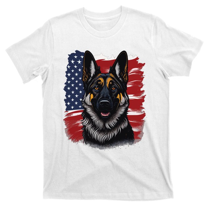 German Shepherd Dog USA Flag T-Shirt