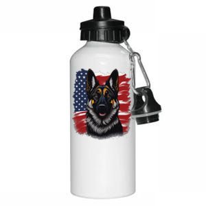 German Shepherd Dog USA Flag Aluminum Water Bottle