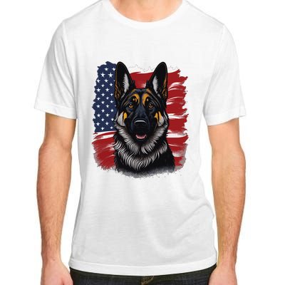 German Shepherd Dog USA Flag Adult ChromaSoft Performance T-Shirt