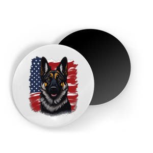 German Shepherd Dog USA Flag Magnet