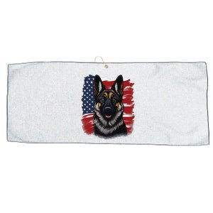 German Shepherd Dog USA Flag Large Microfiber Waffle Golf Towel