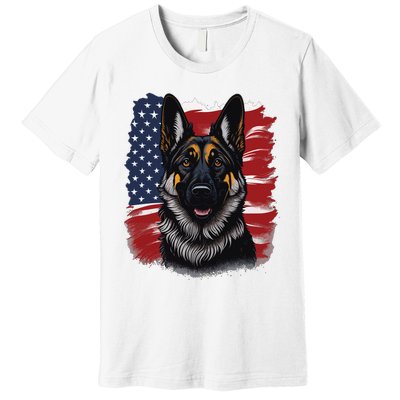 German Shepherd Dog USA Flag Premium T-Shirt