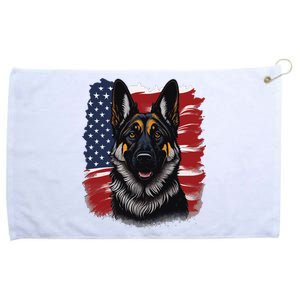 German Shepherd Dog USA Flag Grommeted Golf Towel