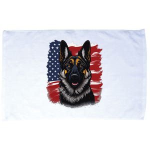 German Shepherd Dog USA Flag Microfiber Hand Towel