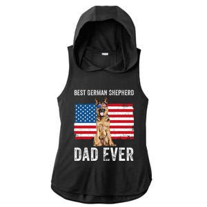 German Shepherd Dad American Flag Dog Lover Owner Gsd Dad Ladies PosiCharge Tri-Blend Wicking Draft Hoodie Tank